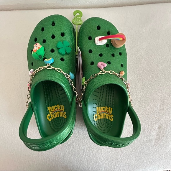 CROCS Lucky Charms Green Men\'s Size 11 Lots of Jibbitz AND Charms NEW main image 5